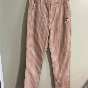 Striped Tan Pants with Logo